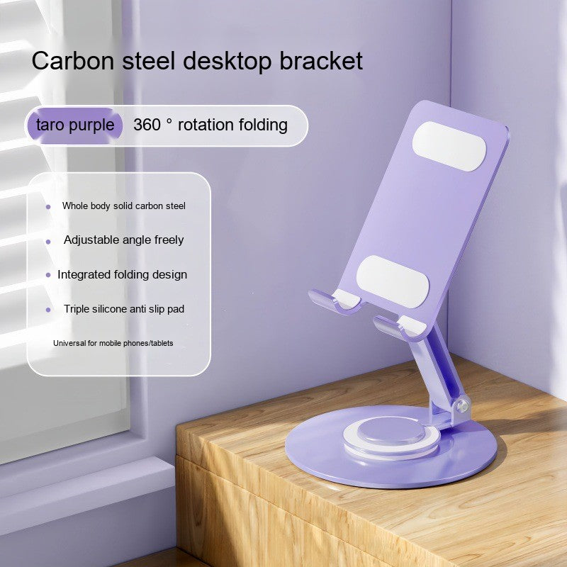 All-Metal Desktop Phone Stand, Multi-functional 360° Rotatable Foldable Lazy Phone/Tablet Universal Support Stand