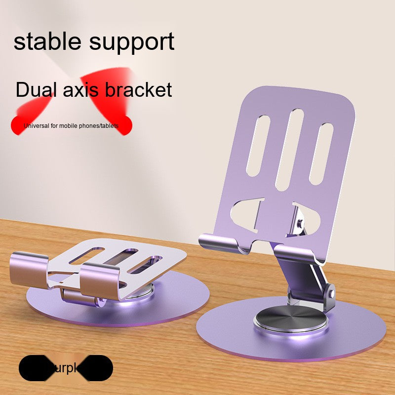 All-Metal Desktop Phone Stand, Multi-functional 360° Rotatable Foldable Lazy Phone/Tablet Universal Support Stand