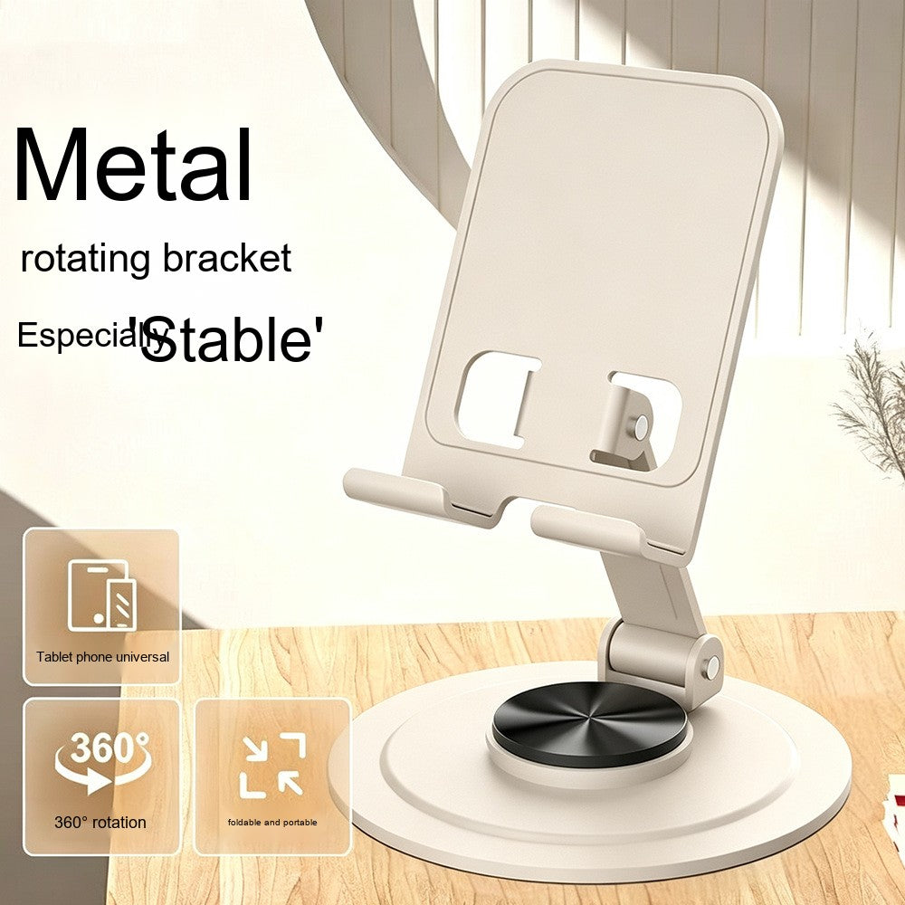 All-Metal Desktop Phone Stand, Multi-functional 360° Rotatable Foldable Lazy Phone/Tablet Universal Support Stand