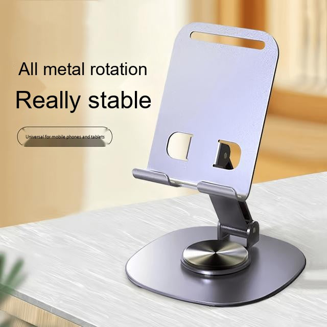 All-Metal Desktop Phone Stand, Multi-functional 360° Rotatable Foldable Lazy Phone/Tablet Universal Support Stand