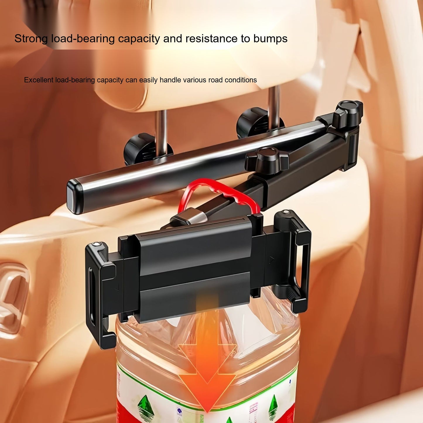 Car back seat tablet/phone holder, retractable and adjustable, for car headrests.