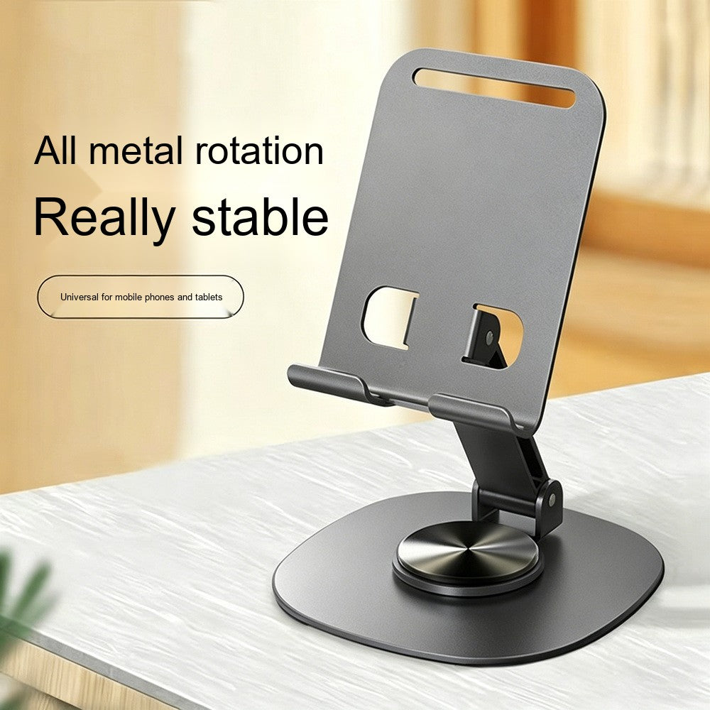 All-Metal Desktop Phone Stand, Multi-functional 360° Rotatable Foldable Lazy Phone/Tablet Universal Support Stand