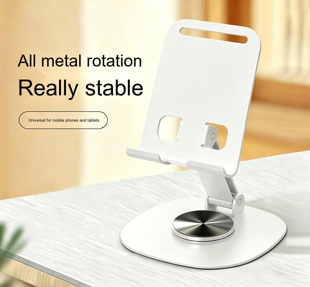 All-Metal Desktop Phone Stand, Multi-functional 360° Rotatable Foldable Lazy Phone/Tablet Universal Support Stand