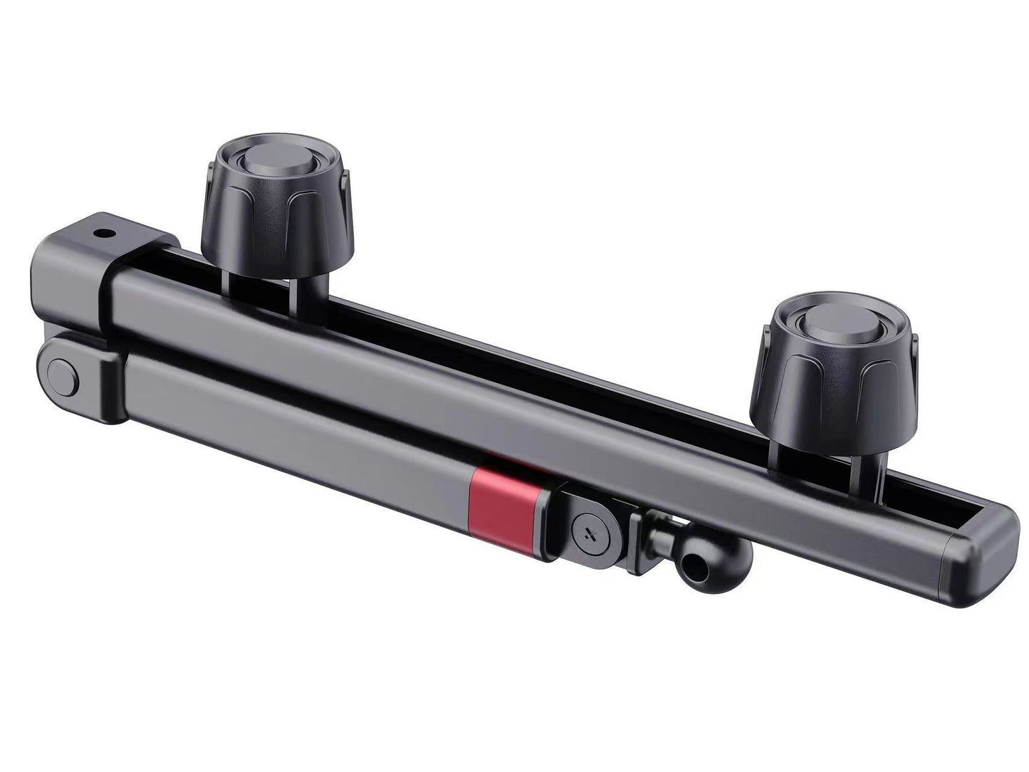 Car back seat tablet/phone holder, retractable and adjustable, for car headrests.