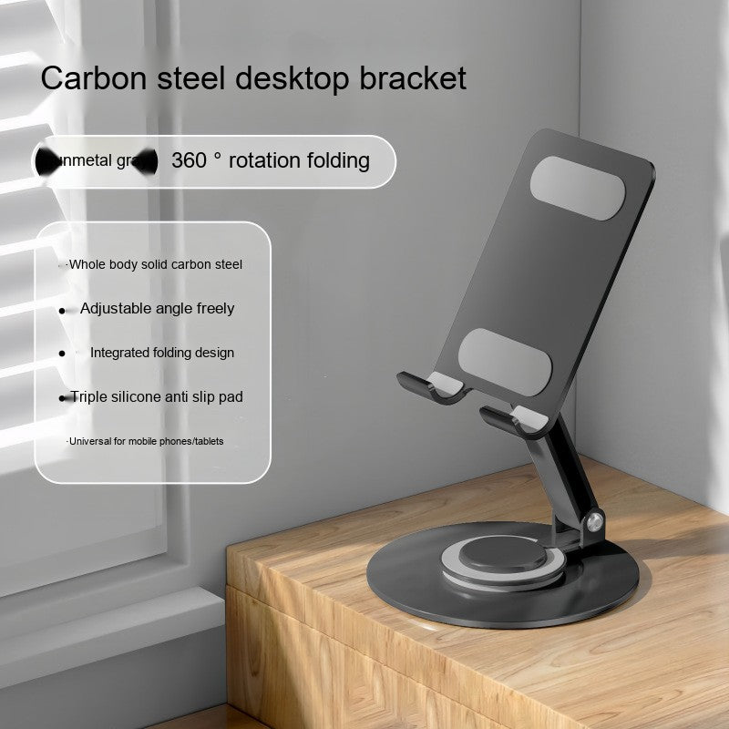 All-Metal Desktop Phone Stand, Multi-functional 360° Rotatable Foldable Lazy Phone/Tablet Universal Support Stand