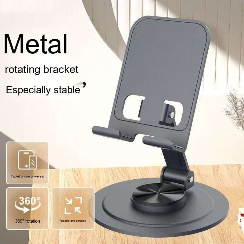 All-Metal Desktop Phone Stand, Multi-functional 360° Rotatable Foldable Lazy Phone/Tablet Universal Support Stand