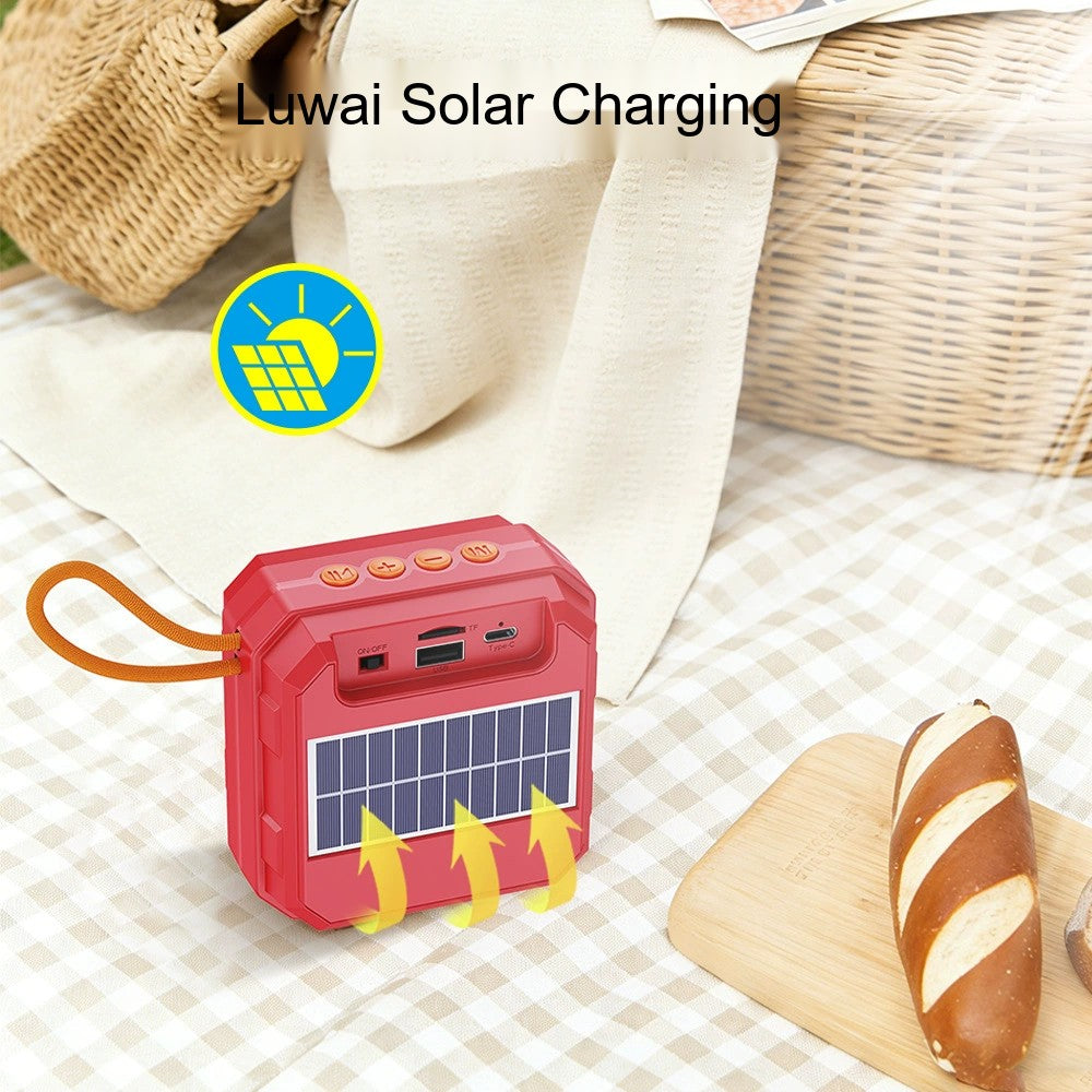 跨境蓝牙小音箱太阳能扬声器无线插卡户外音响小型太阳能充电